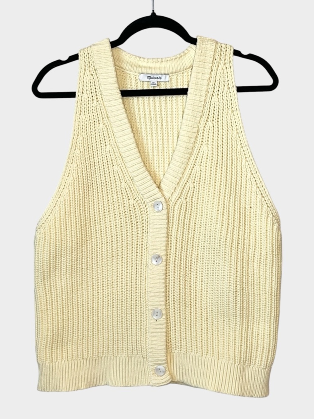 Madewell Soft Yellow Ribbed Button-Front Tank - Picture 2 of 6